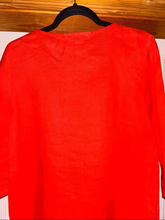 Caroline Rose Orange Linen-Blend Button-Detail Tunic - Picture 6 of 6